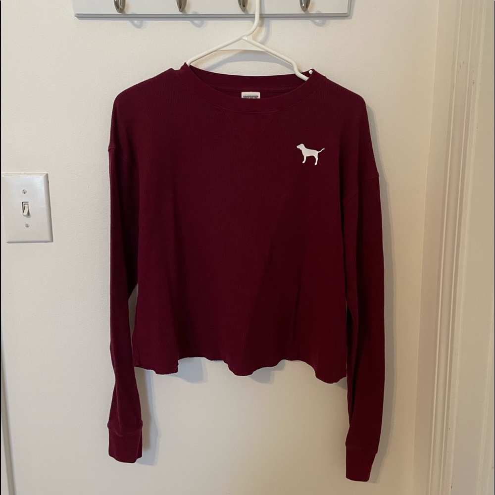 VS Pink Waffle Knit Long Sleeve